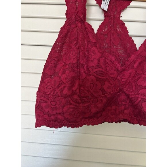 Free People Women's  Raspberry Galloon Racerback Bralette Bra Size S - Picture 5 of 6